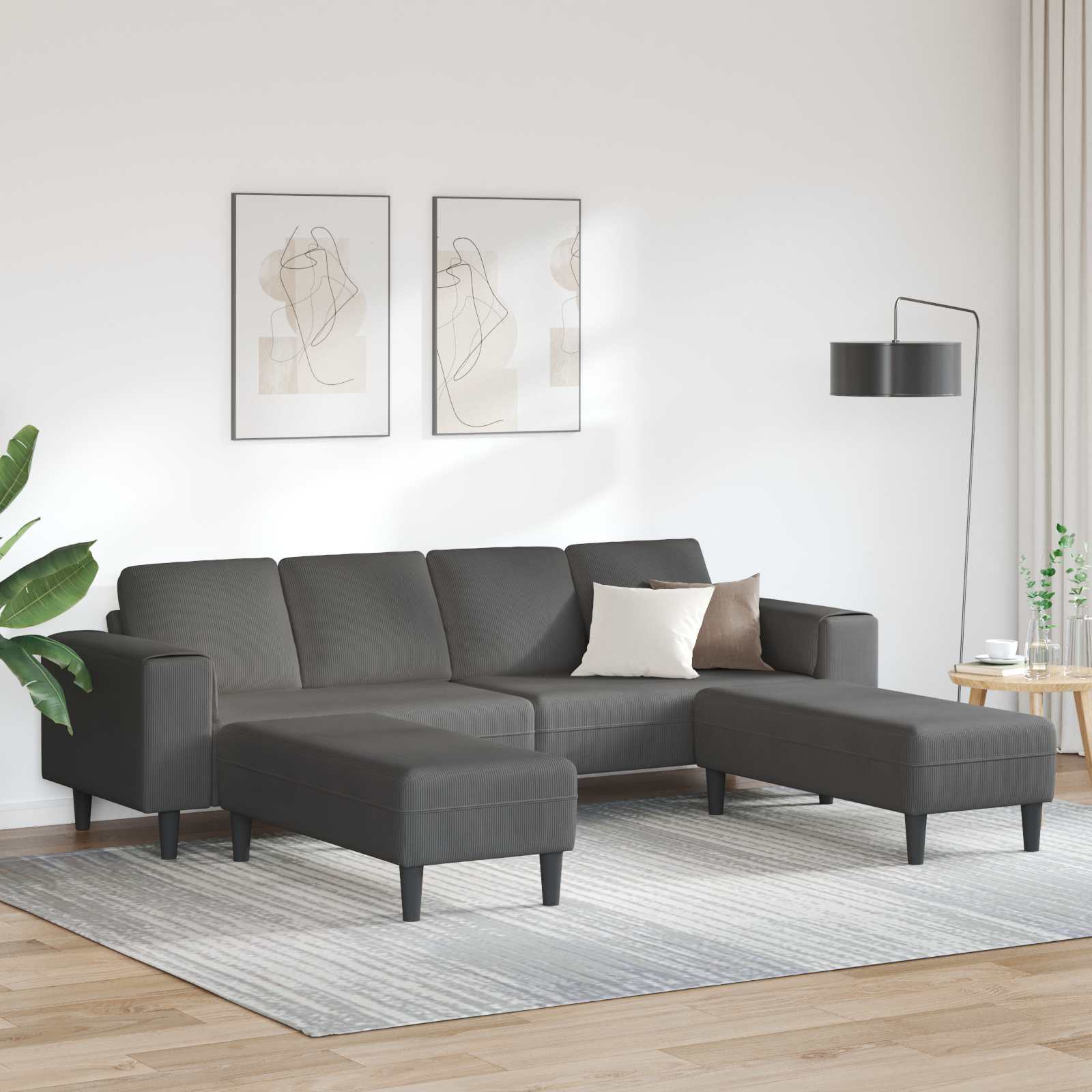 Dunkelgraues Cord Sofa 250 cm