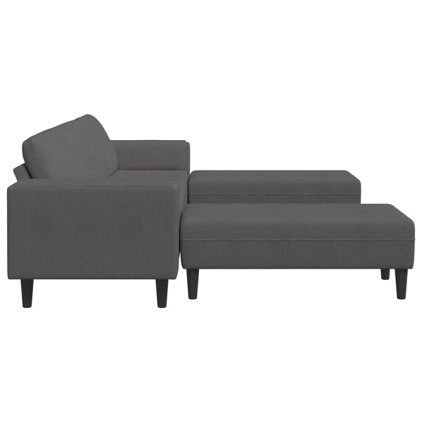 Dunkelgraues Cord Sofa 250 cm