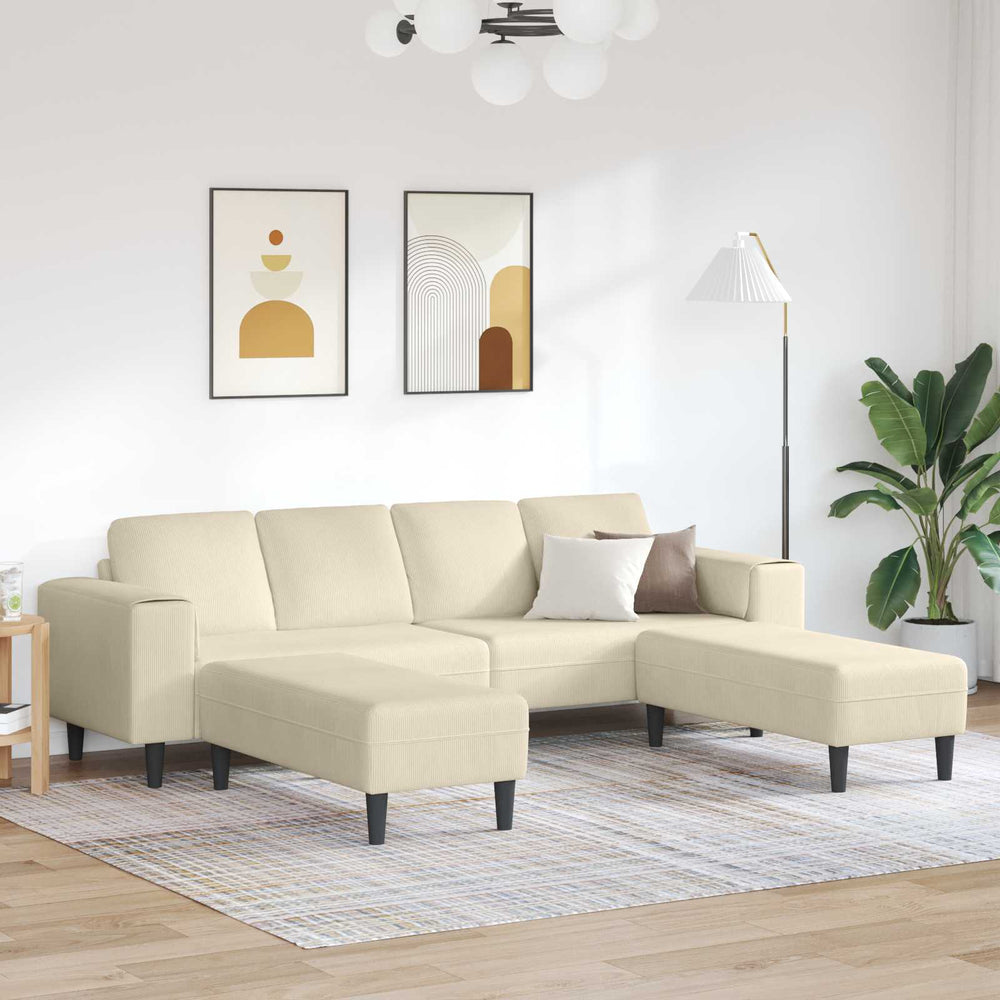 Creme Cord Sofa 250 cm