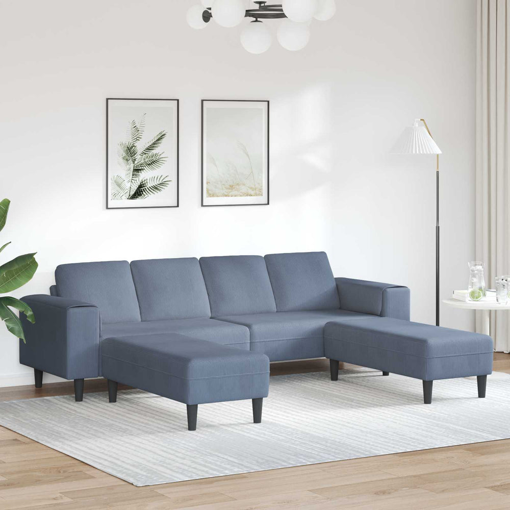 Blaues Cord Sofa 250 cm