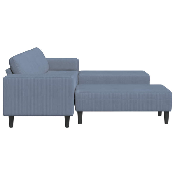 Blaues Cord Sofa 250 cm