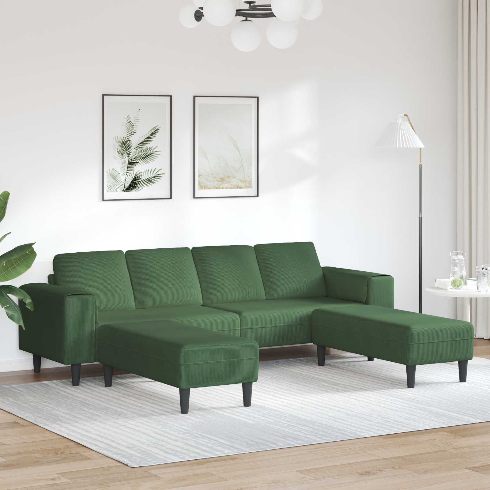 Dunkelgrünes Cord Sofa 250 cm