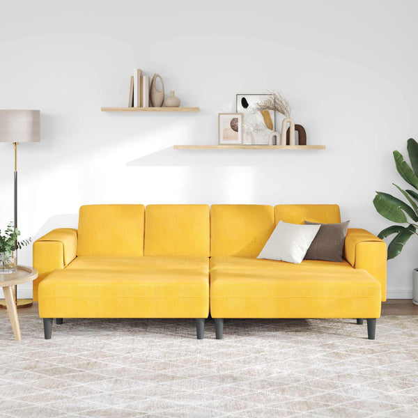 Helles Gelbes Cord Sofa 250 cm