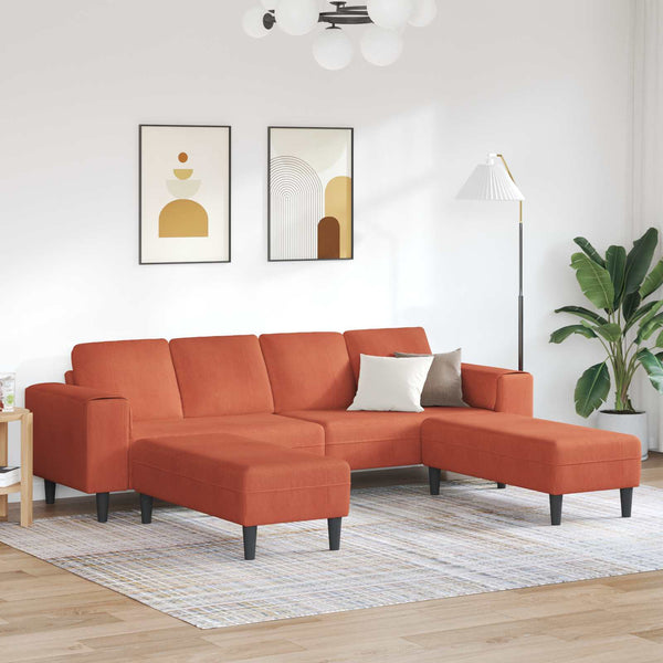 Rot-Oranges Cord Sofa 250 cm
