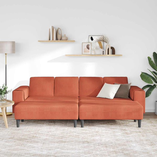 Rot-Oranges Cord Sofa 250 cm