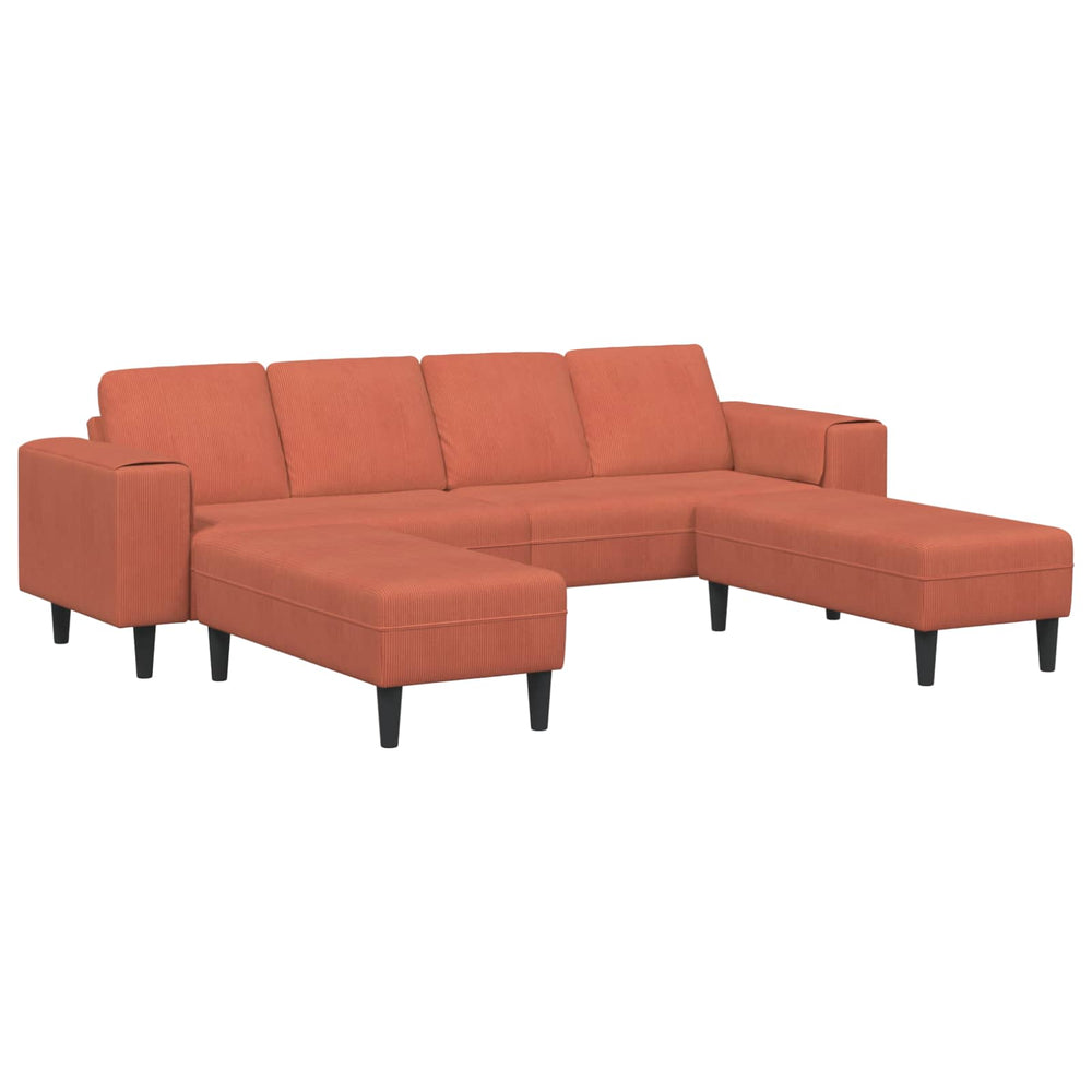 Rot-Oranges Cord Sofa 250 cm