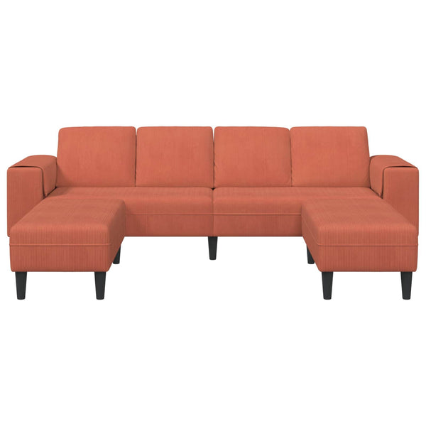 Rot-Oranges Cord Sofa 250 cm