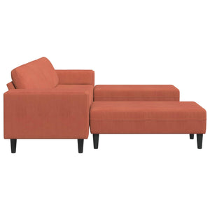 Rot-Oranges Cord Sofa 250 cm