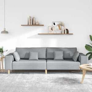 Hellgraues Stoffsofa mit Kissen 250 cm