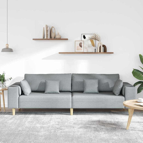 Hellgraues Stoffsofa mit Kissen 250 cm