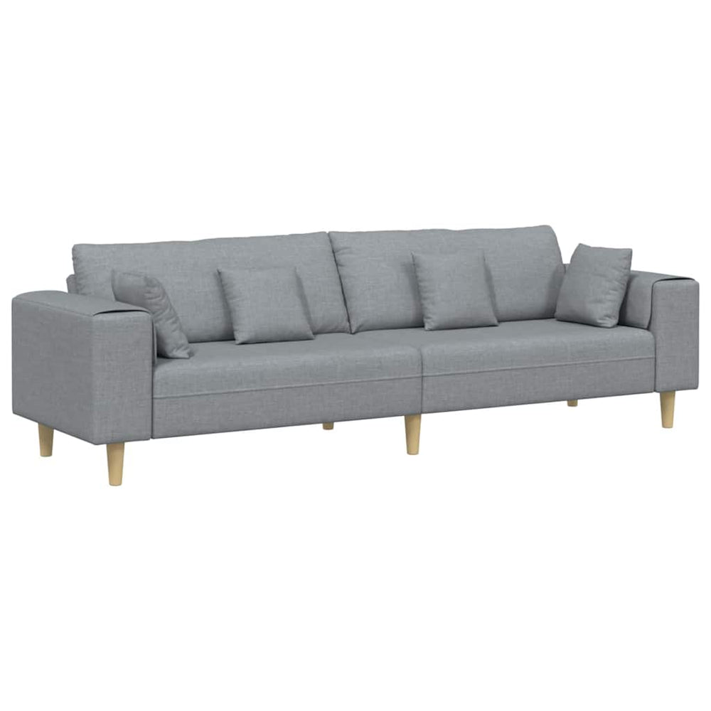 Hellgraues Stoffsofa mit Kissen 250 cm