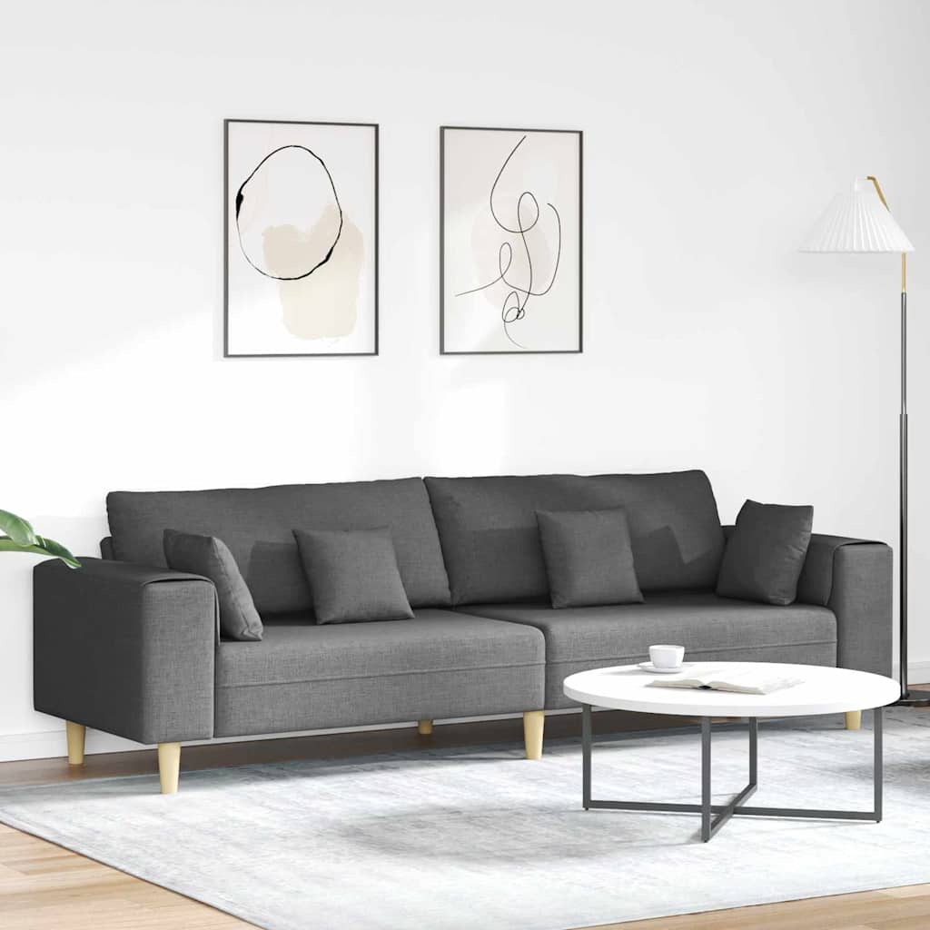 Dunkelgraues Stoffsofa mit Kissen 250 cm