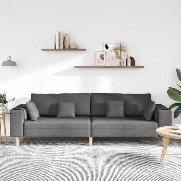 Dunkelgraues Stoffsofa mit Kissen 250 cm