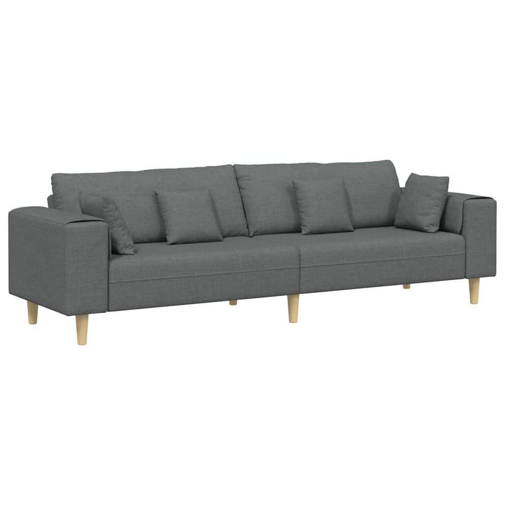 Dunkelgraues Stoffsofa mit Kissen 250 cm