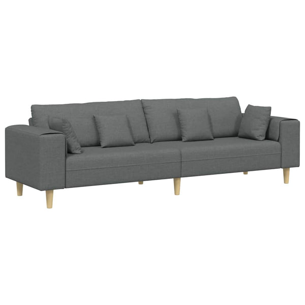 Dunkelgraues Stoffsofa mit Kissen 250 cm
