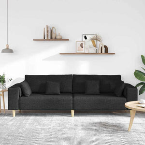 Schwarzes Stoffsofa mit Kissen 250 cm