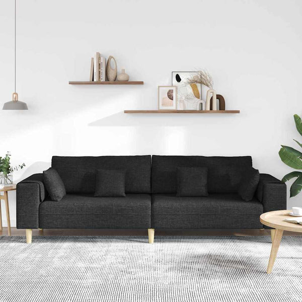 Schwarzes Stoffsofa mit Kissen 250 cm