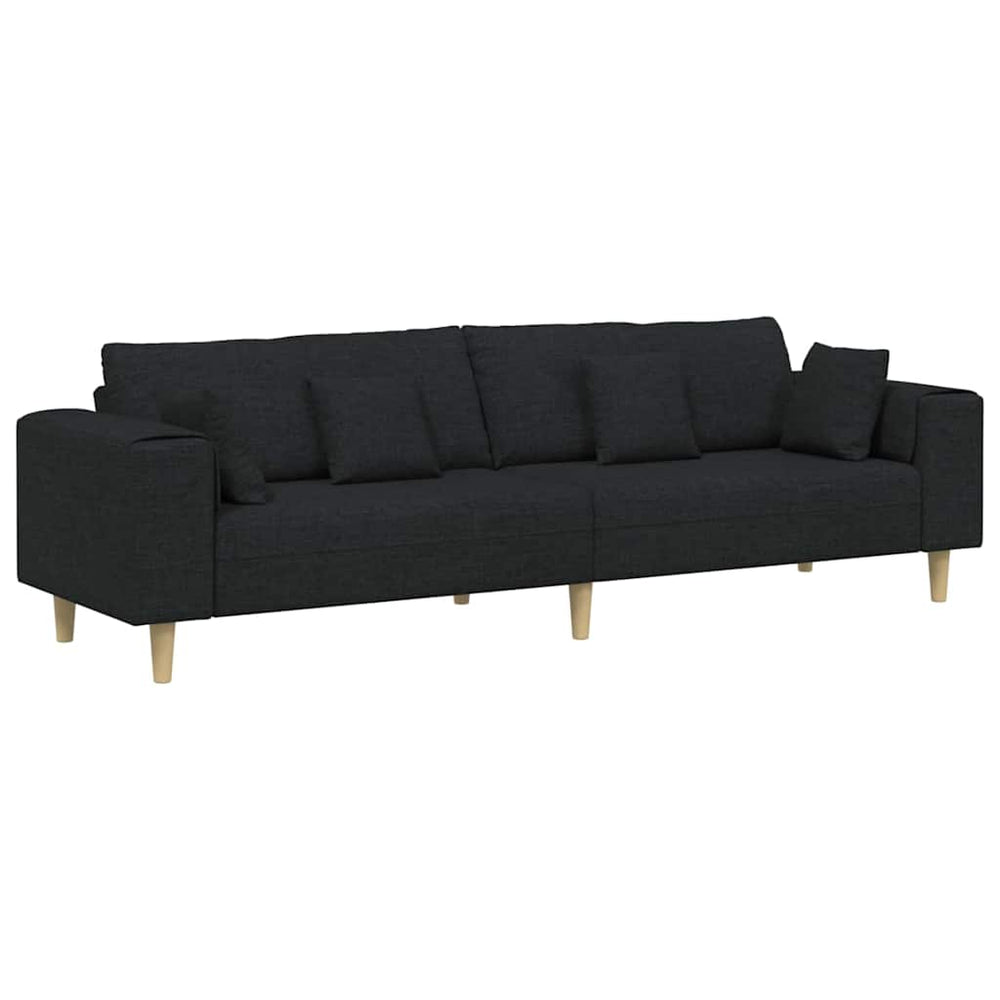 Schwarzes Stoffsofa mit Kissen 250 cm