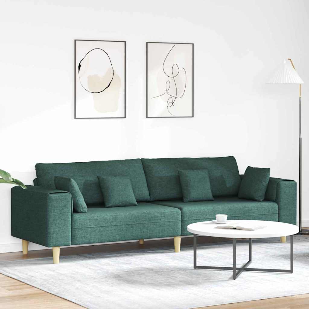 Dunkelgrünes Stoffsofa mit Kissen 250 cm