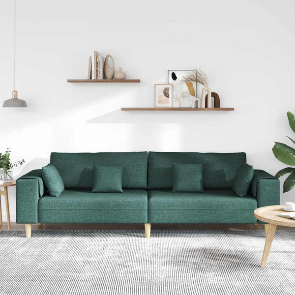 Dunkelgrünes Stoffsofa mit Kissen 250 cm