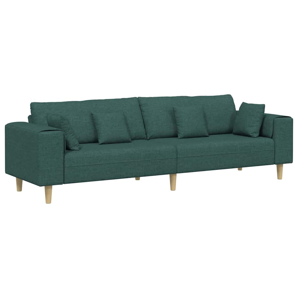 Dunkelgrünes Stoffsofa mit Kissen 250 cm
