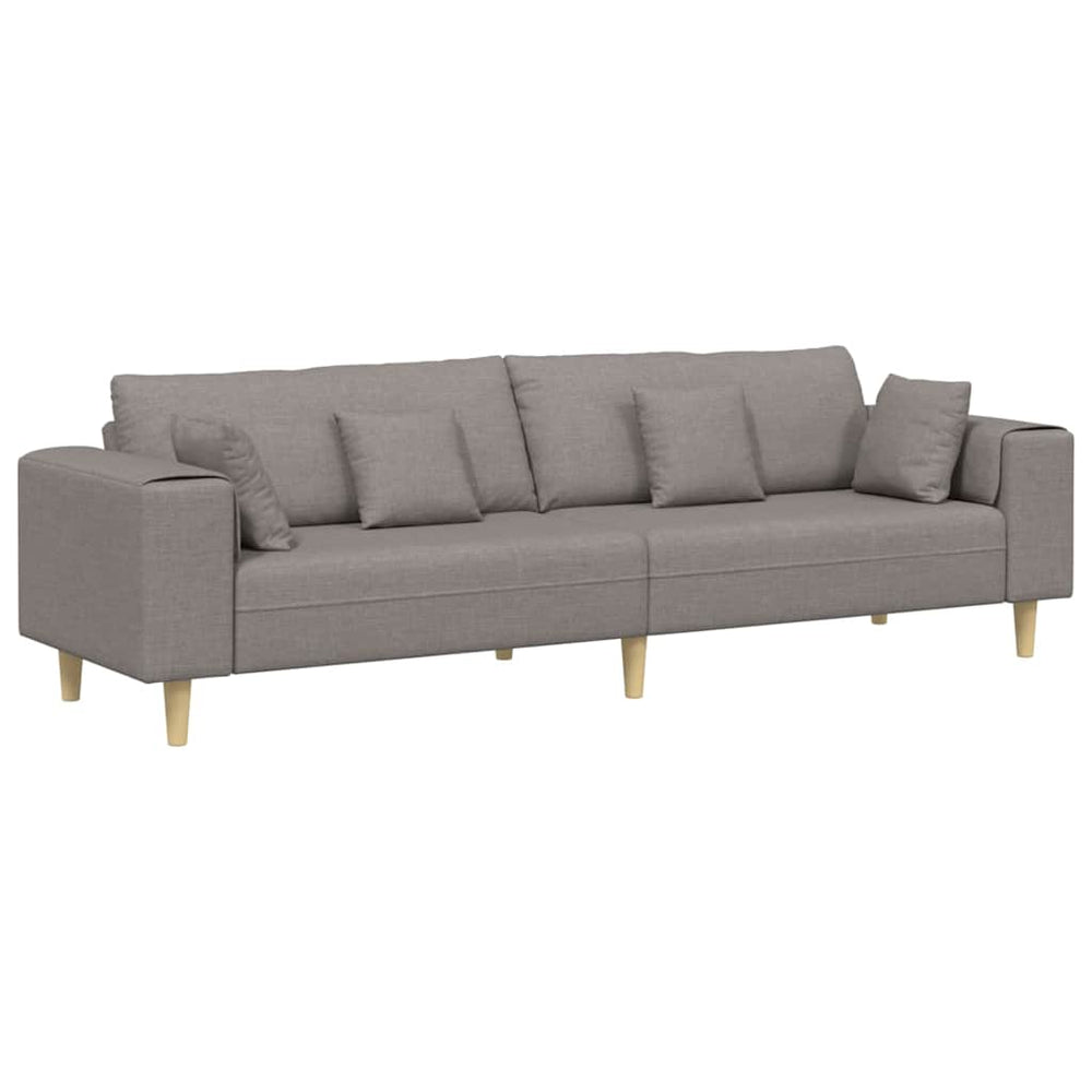 Taupe Stoff Sofa mit Kissen 250 cm