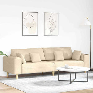 Creme Stoff Sofa mit Kissen 250 cm