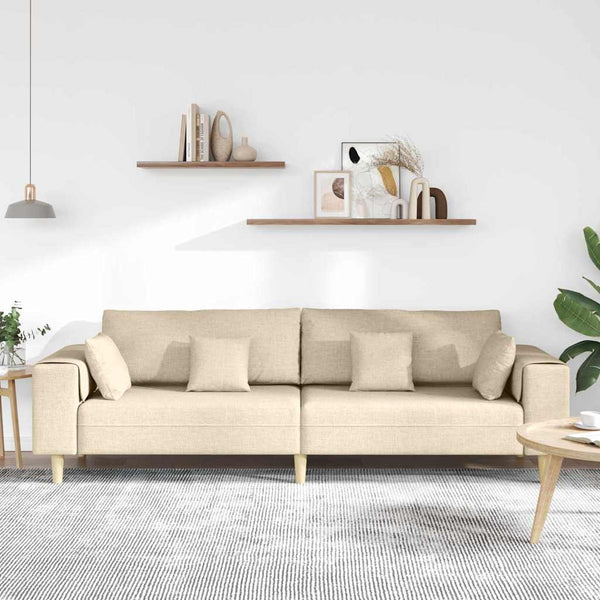 Creme Stoff Sofa mit Kissen 250 cm