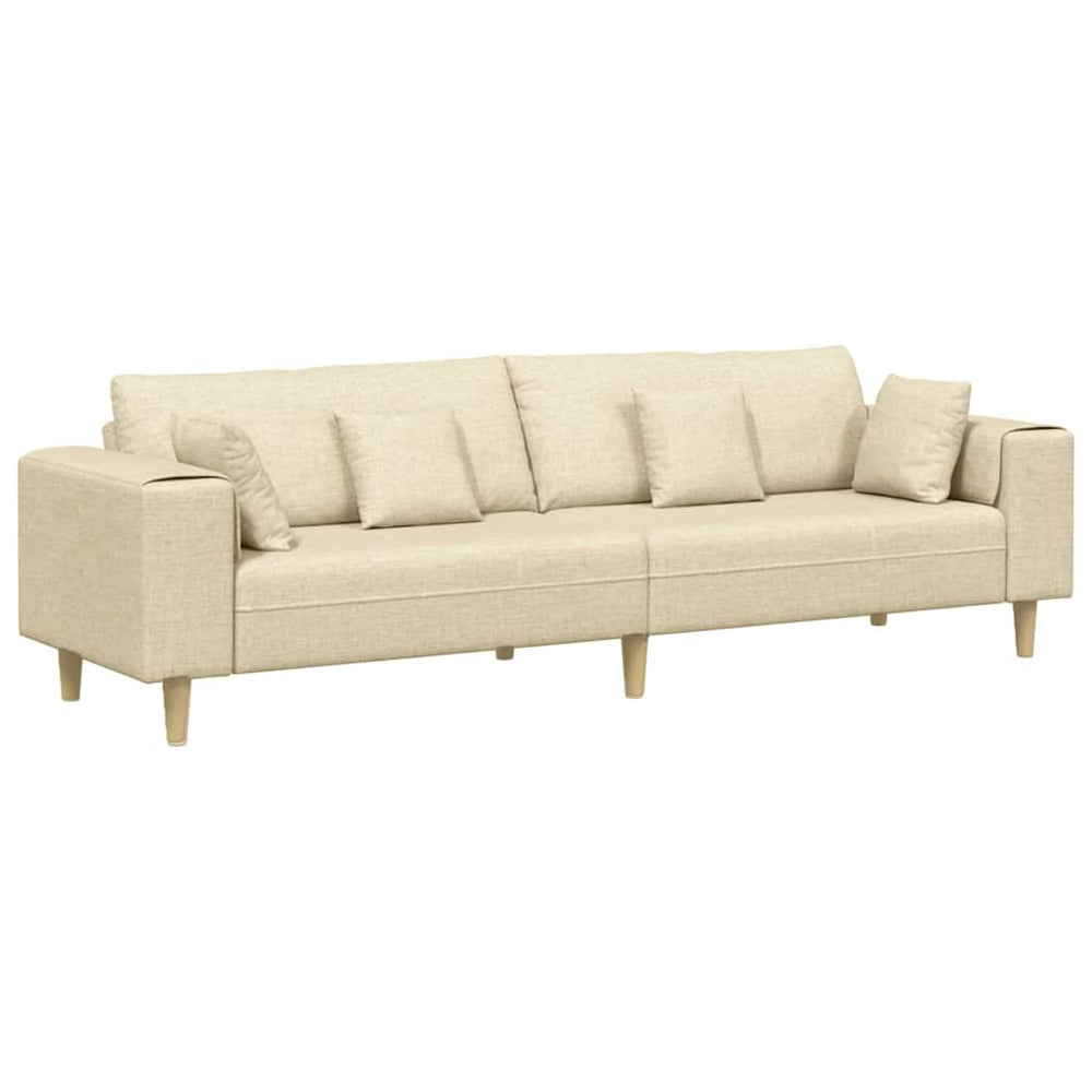 Creme Stoff Sofa mit Kissen 250 cm