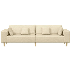 Creme Stoff Sofa mit Kissen 250 cm