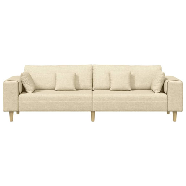 Creme Stoff Sofa mit Kissen 250 cm