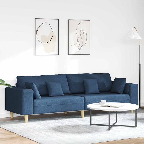 Blaues Stoffsofa mit Kissen 250 cm