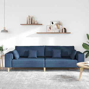 Blaues Stoffsofa mit Kissen 250 cm