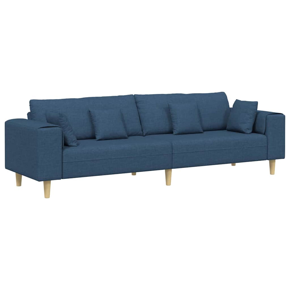 Blaues Stoffsofa mit Kissen 250 cm