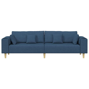 Blaues Stoffsofa mit Kissen 250 cm