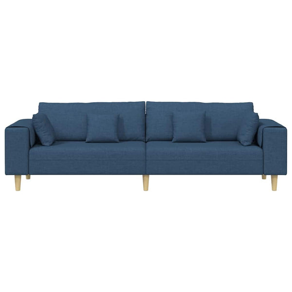 Blaues Stoffsofa mit Kissen 250 cm