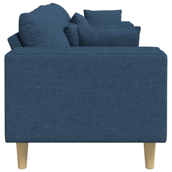 Blaues Stoffsofa mit Kissen 250 cm