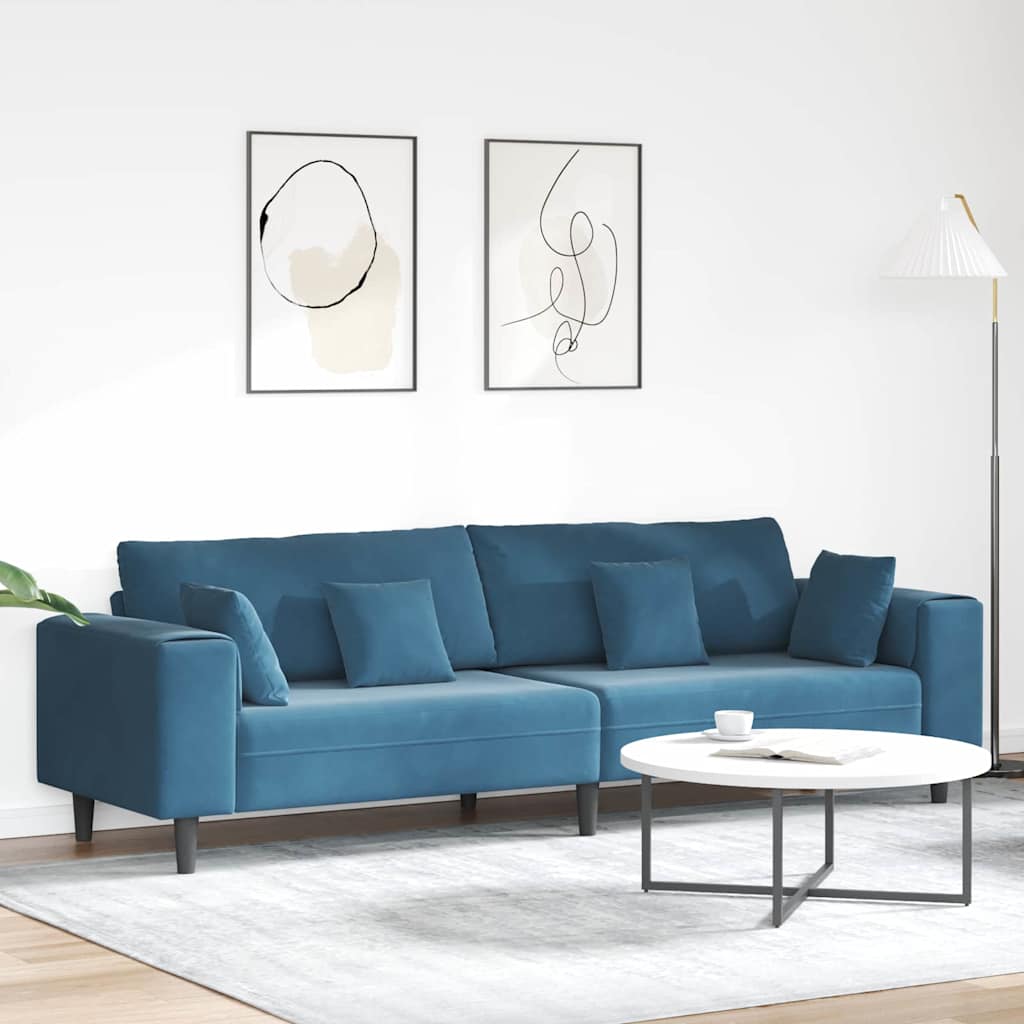 Blaues Samt Sofa 250 cm