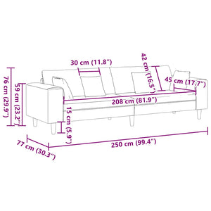 Blaues Samt Sofa 250 cm