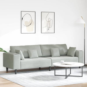 Hellgraues Samt Sofa 250 cm