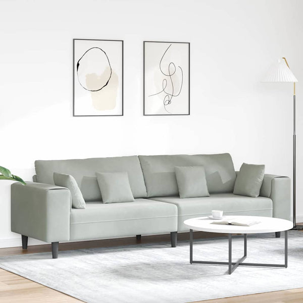 Hellgraues Samt Sofa 250 cm