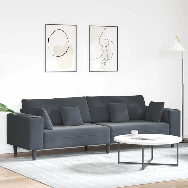 Dunkelgraues Samt Sofa 250 cm