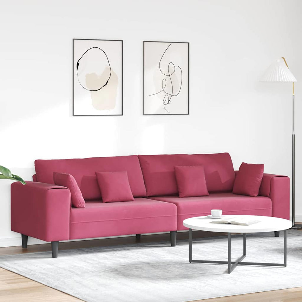 Weinrotes Samt Sofa 250 cm