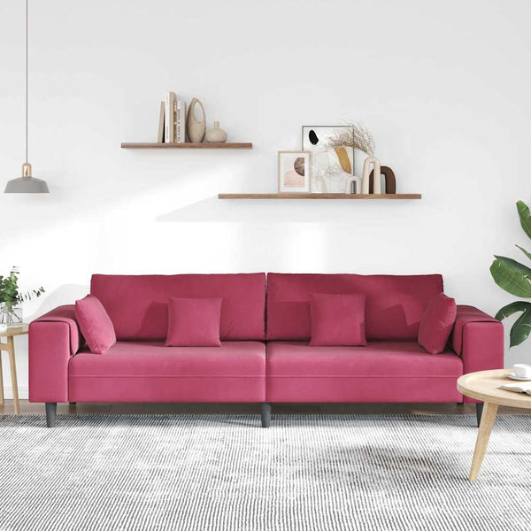 Weinrotes Samt Sofa 250 cm