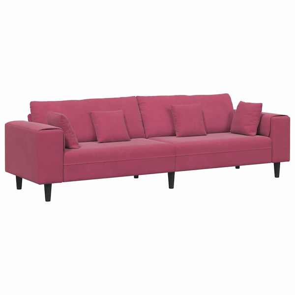 Weinrotes Samt Sofa 250 cm