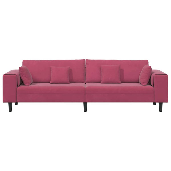 Weinrotes Samt Sofa 250 cm