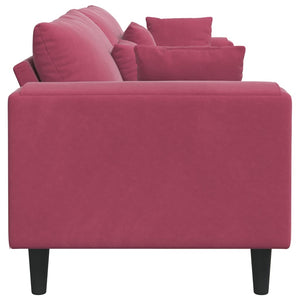 Weinrotes Samt Sofa 250 cm