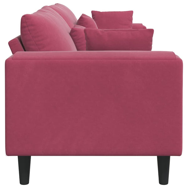 Weinrotes Samt Sofa 250 cm