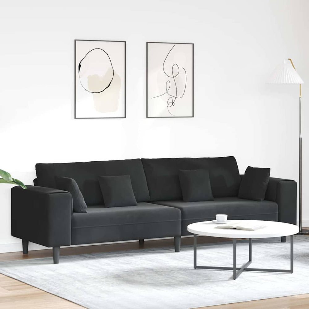 Schwarzes Samt Sofa 250 cm
