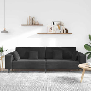 Schwarzes Samt Sofa 250 cm